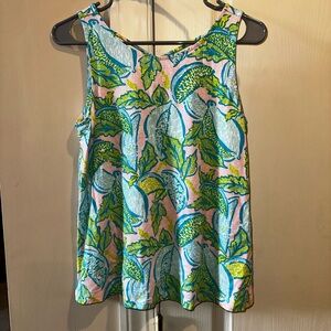 Lilly Pulitzer Blue and Green Sleeveless Tank Top